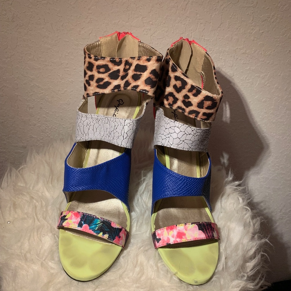Qupid Multi-Color/Pattern Heels